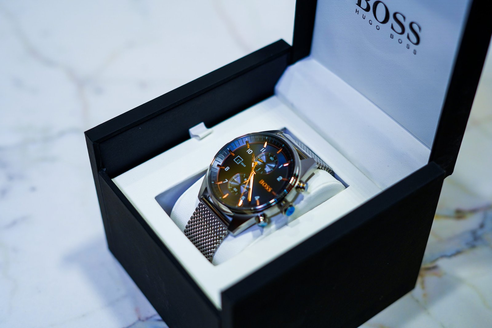 Hugo Boss Blue Mesh Chronograph Watch - Image 4