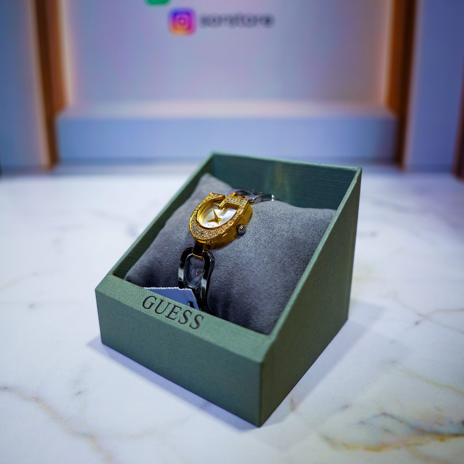 Guess Gold Crystal Ladies Watch - Image 3