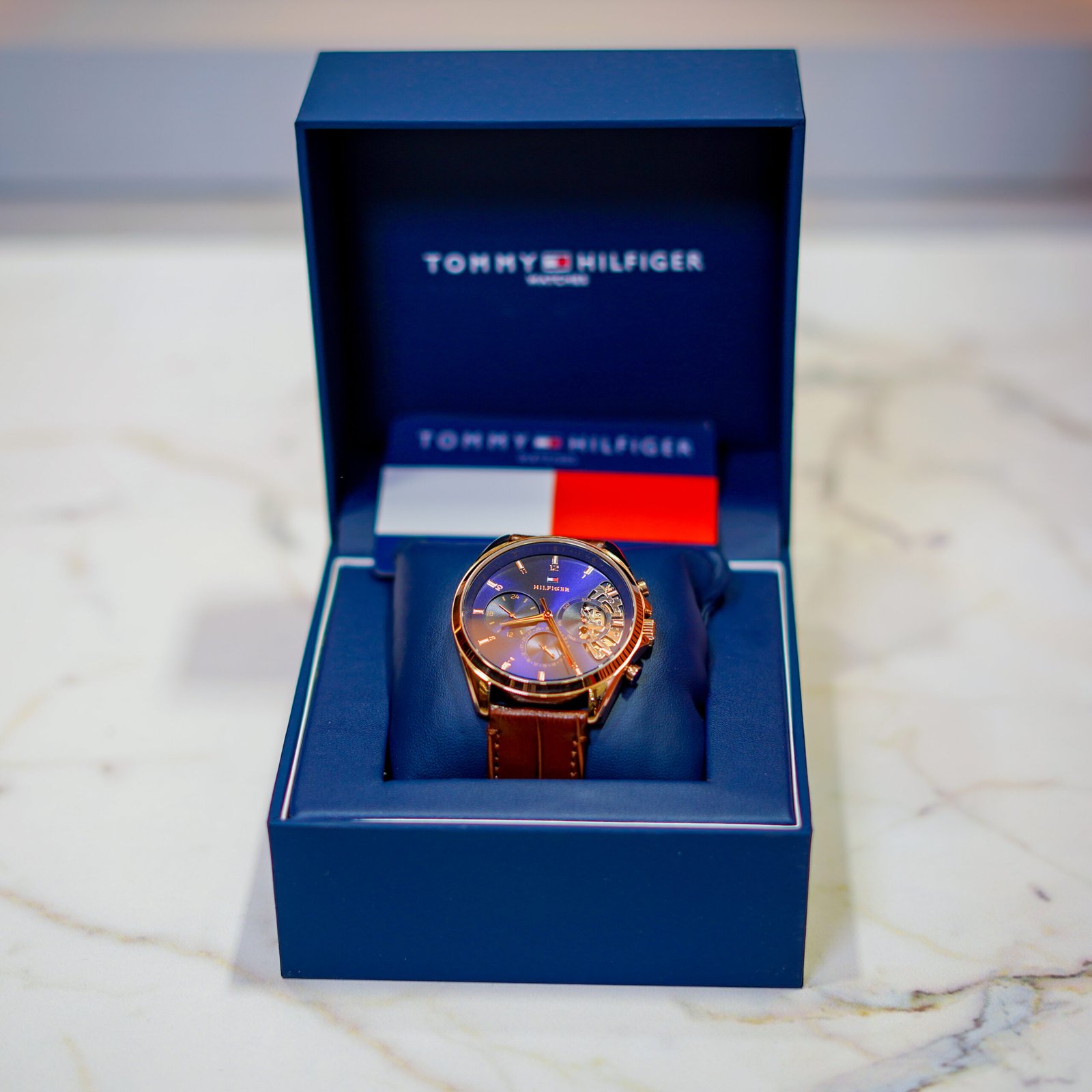 Tommy Hilfiger Blue Skeleton Watch - Image 2