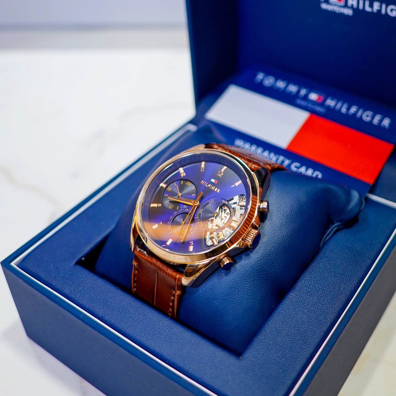 Tommy Hilfiger Blue Skeleton Watch - Image 6