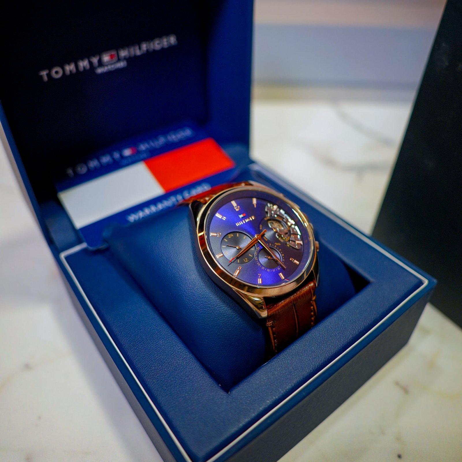 Tommy Hilfiger Blue Skeleton Watch - Image 4