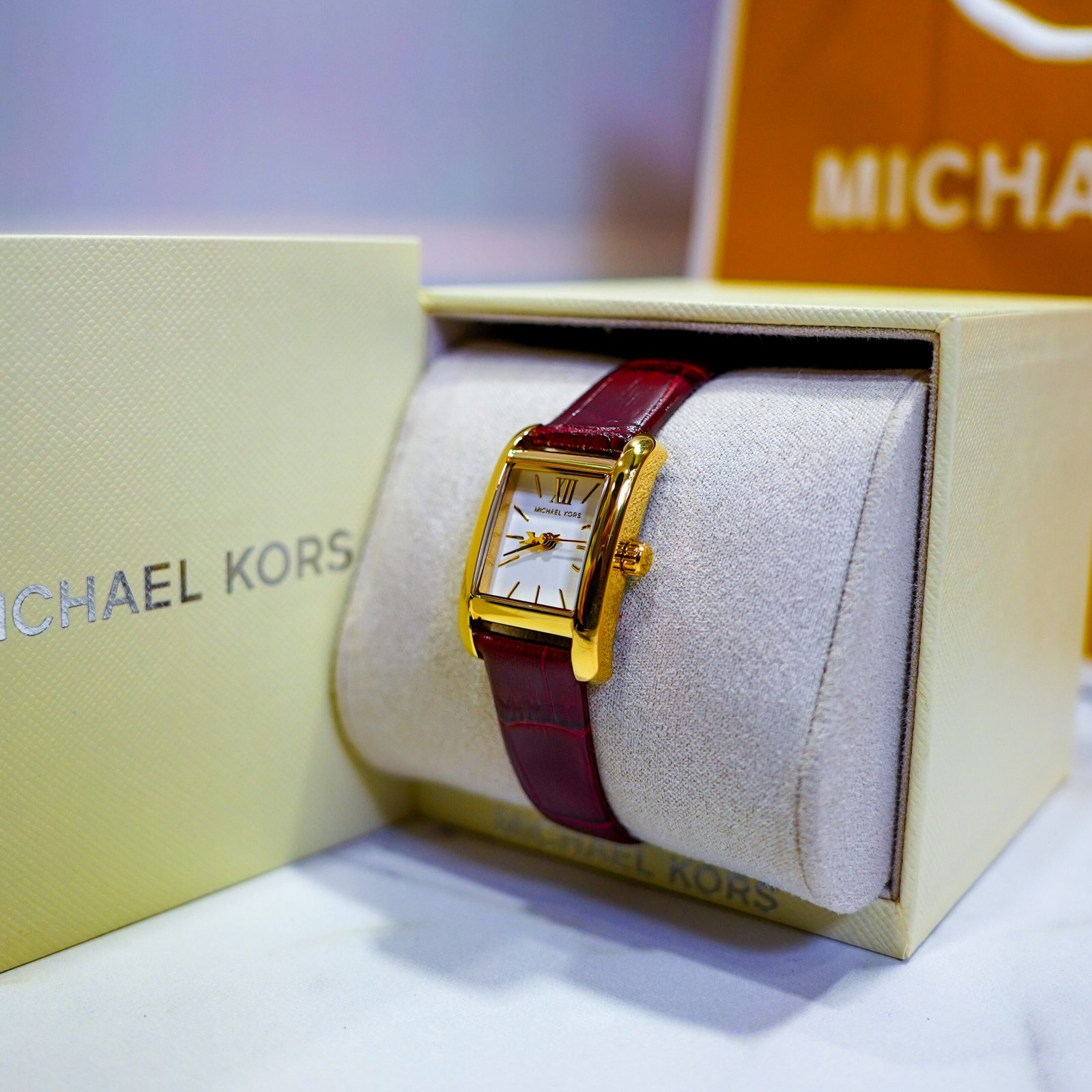 Michael Kors Burgundy Leather Watch - Image 3