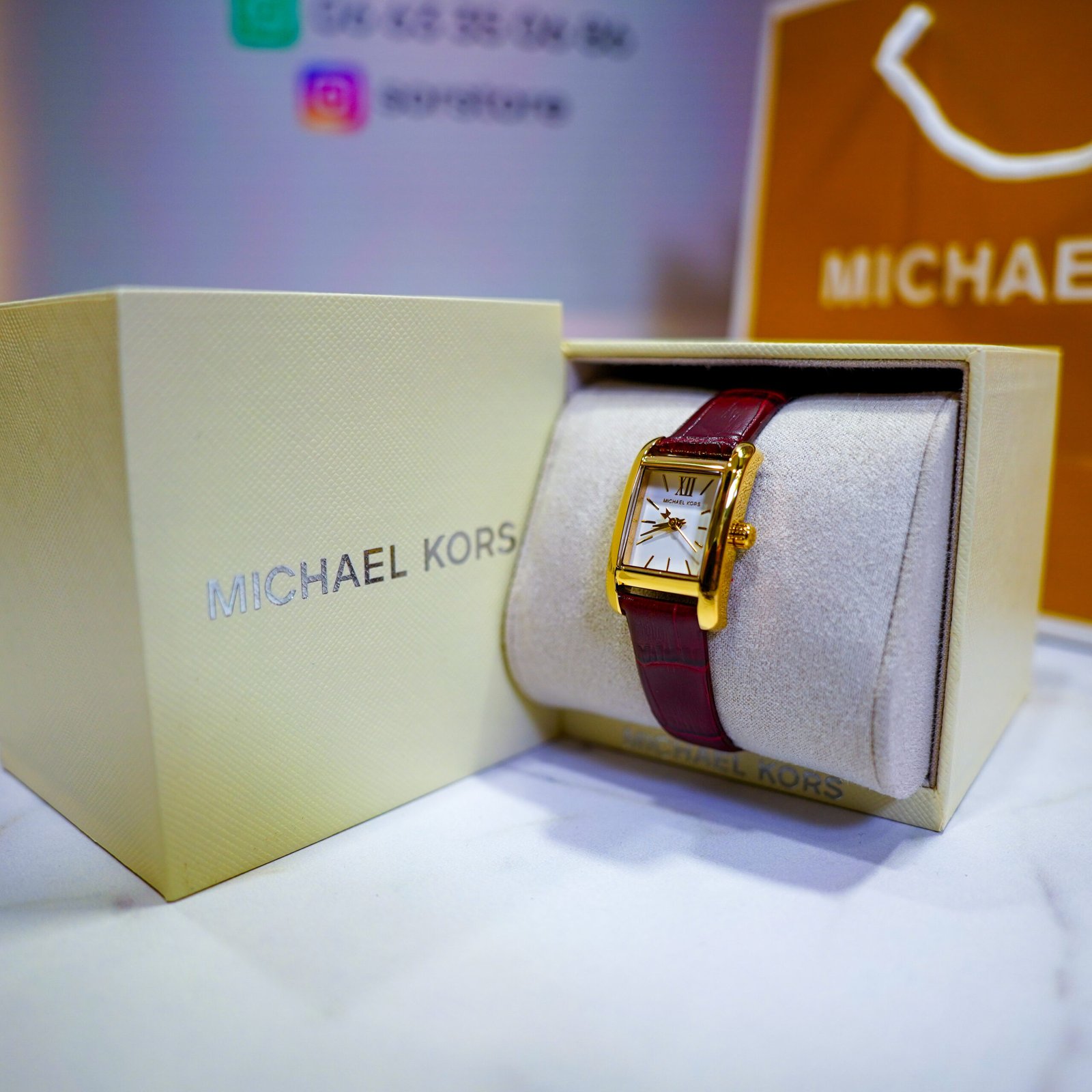 Michael Kors Burgundy Leather Watch - Image 4