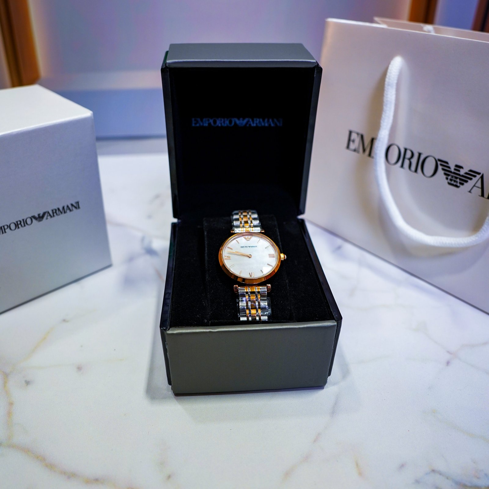 Emporio Armani Rose Gold Two-Tone Watch - Image 2