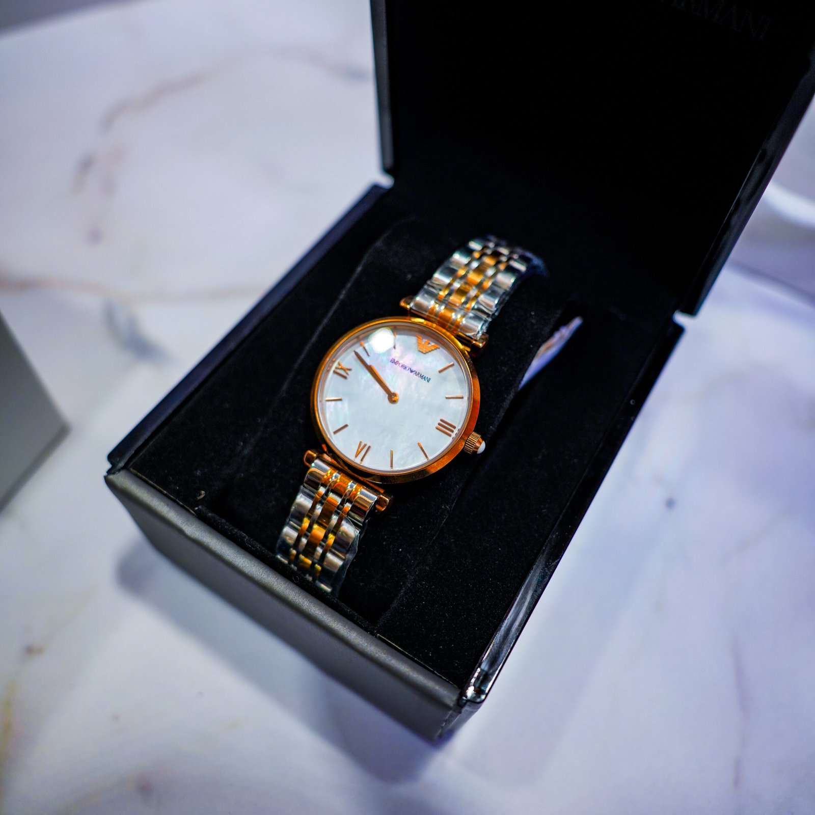 Emporio Armani Rose Gold Two-Tone Watch - Image 5